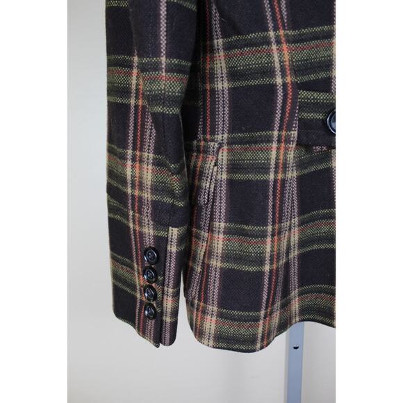 Michael Kors Wool Coat Womens Small Brown Plaid Y2K Academia Preppy Fall - Picture 5 of 9